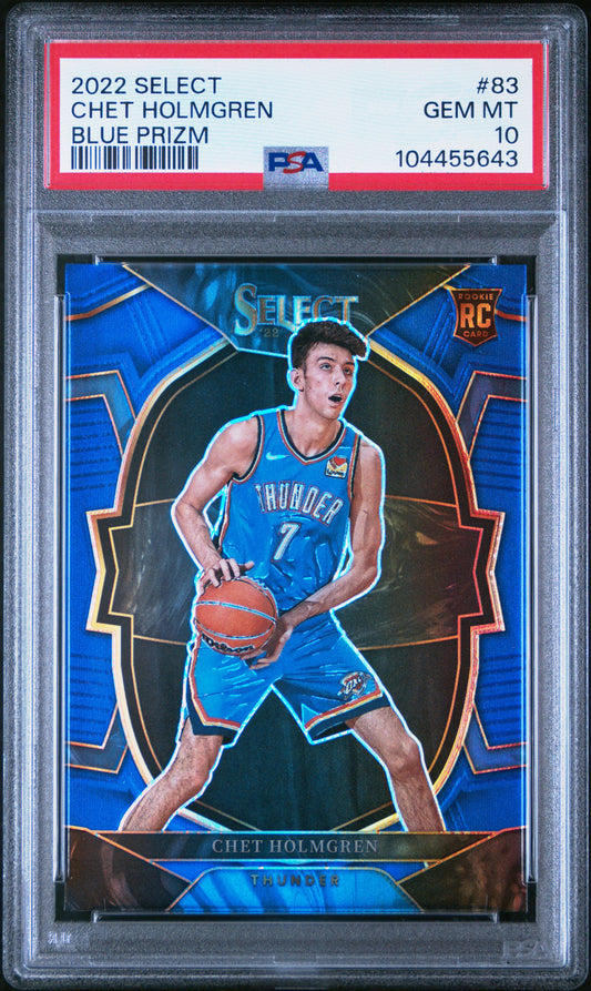 2022 Panini Select #83 Chet Holmgren Blue Prizm RC PSA 10