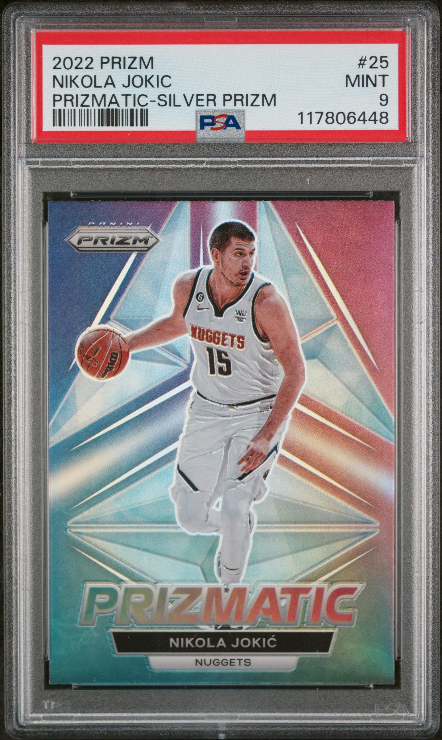 2022 Panini Prizm Prizmatic #25 Nikola Jokic Prizmatic-Silver Prizm PSA 9