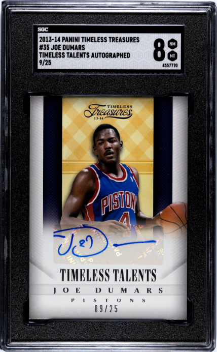 2013-14 Panini Timeless Talents Treasures #35 Joe Dumars 09/25 Signature SGC 8