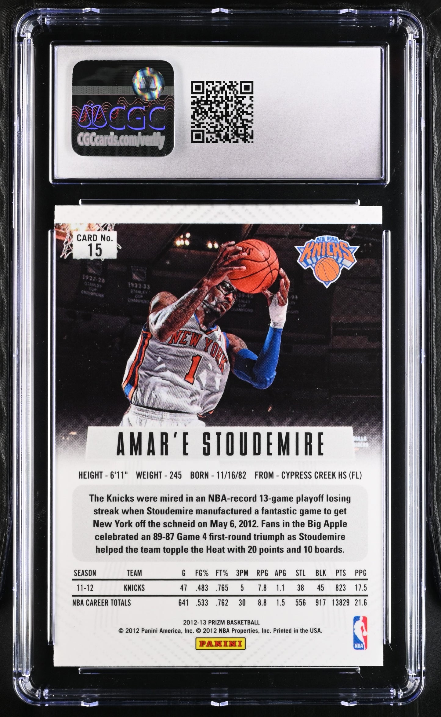 2012-13 Prizm #15 Amar'e Stoudemire CGC 9
