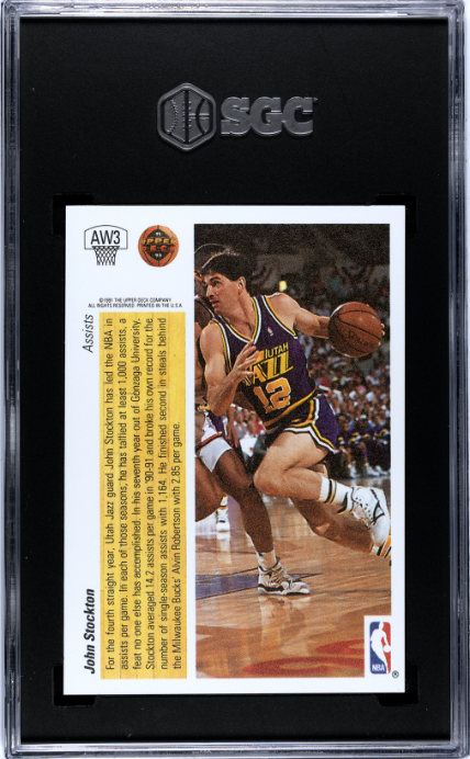1991-92 Upper Deck #AW3 John Stockton Award Winner Hologram SGC 8