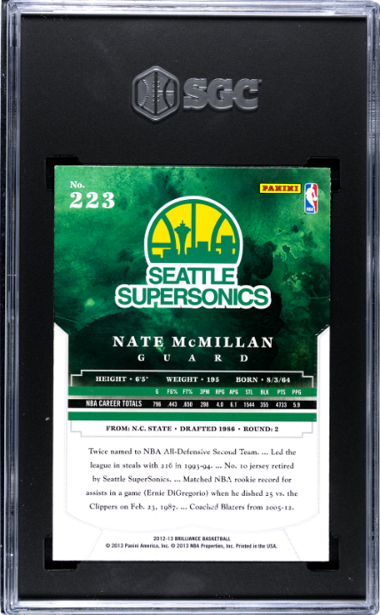2012-13 Panini Brilliance #223 Nate Mcmillan SGC 7