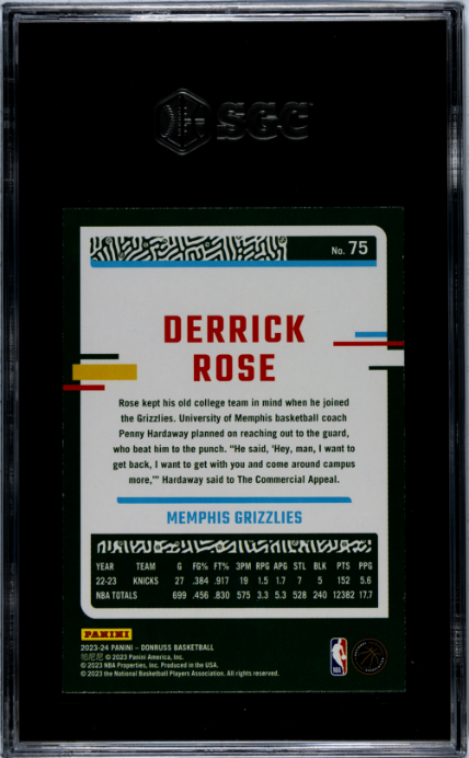 2023-24 Donruss #75 Derrick Rose SGC 9