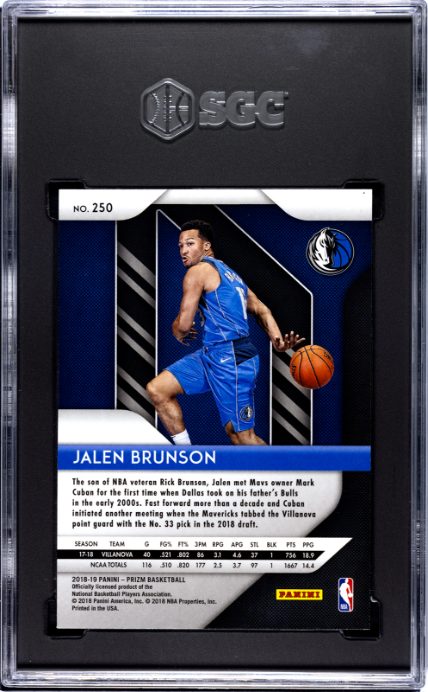 2018-19 Panini Prizm #250 Jalen Brunson RC SGC 9.5