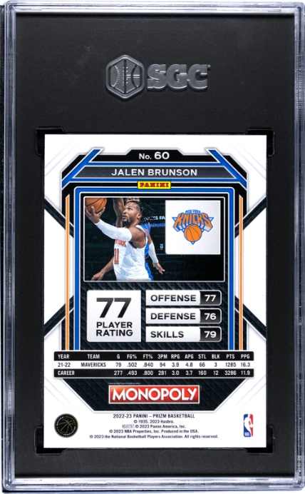 2022-23 Panini Prizm Monopoly #60 Jalen Brunson SGC 9.5