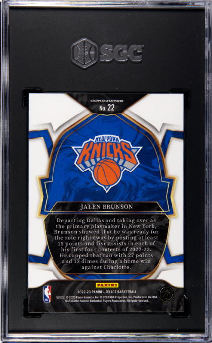 2022-23 Panini Select #22 Jalen Brunson Blue Retail SGC 9