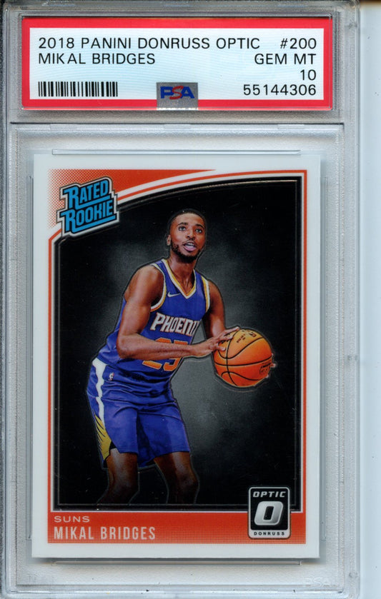 2018 Panini Donruss Optic #200 Mikal Bridges RR PSA 10
