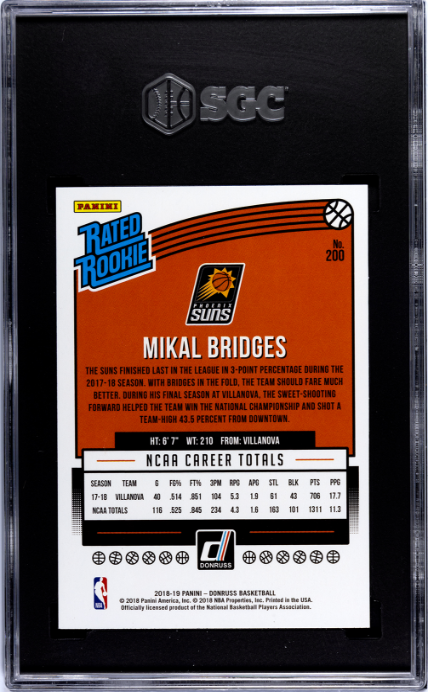 2018-19 Donruss #200 Mikal Bridges RR SGC 9.5