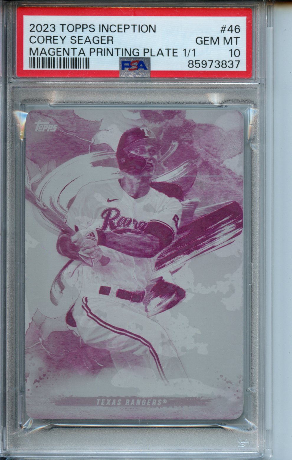 2023 Topps Inception #46 Corey Seager Magenta Printing Plate 1/1 PSA 10