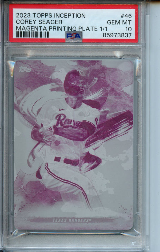2023 Topps Inception #46 Corey Seager Magenta Printing Plate 1/1 PSA 10